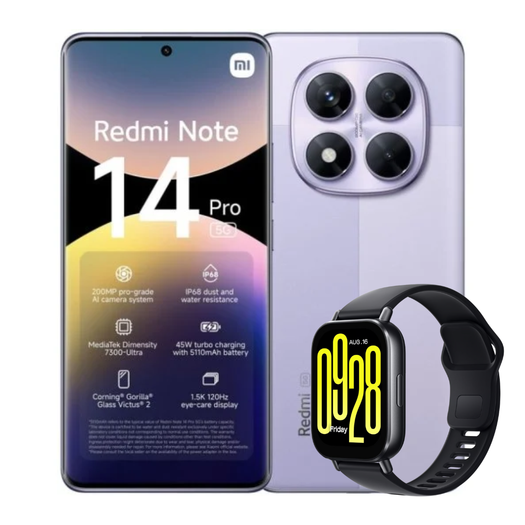 Xiaomi Redmi Note 14 Pro 5G 256 GB | 8 GB + Xiaomi Smart Watch 5 Active Violeta Lavanda