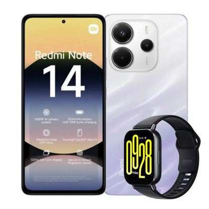 Xiaomi Redmi Note 14 128GB | 6GB RAM + Xiaomi Smart Watch 5 Active Niebla Púrpura